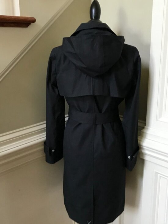 NWT JCREW NEW Icon Trench Coat Womens 4 P Petite Black Hooded Belt Jacket BF458 - Picture 10 of 12